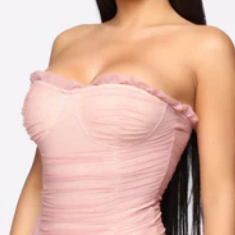 Pink ruffle top bodysuit